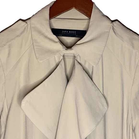 Zara Basic Collection Womens LARGE Long Sleeve Beige Lagenlook Waterfall Jacket - Picture 3 of 11